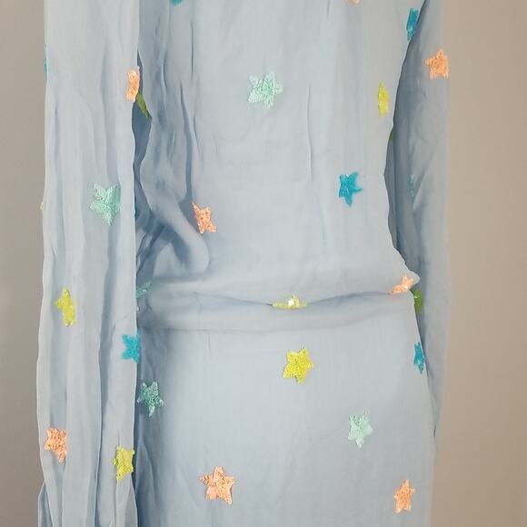 NWT ROCOCO SAND Georgette Tunic Mini Dress In Blue - Picture 6 of 13
